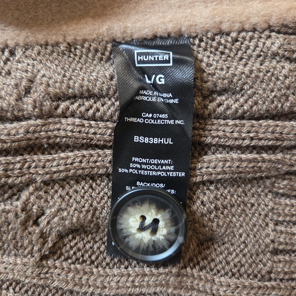 NWT Hunter Quiet Luxury Wool-Blend Knit & Felted Hybrid Blazer Jacket Brown - Picture 5 of 9